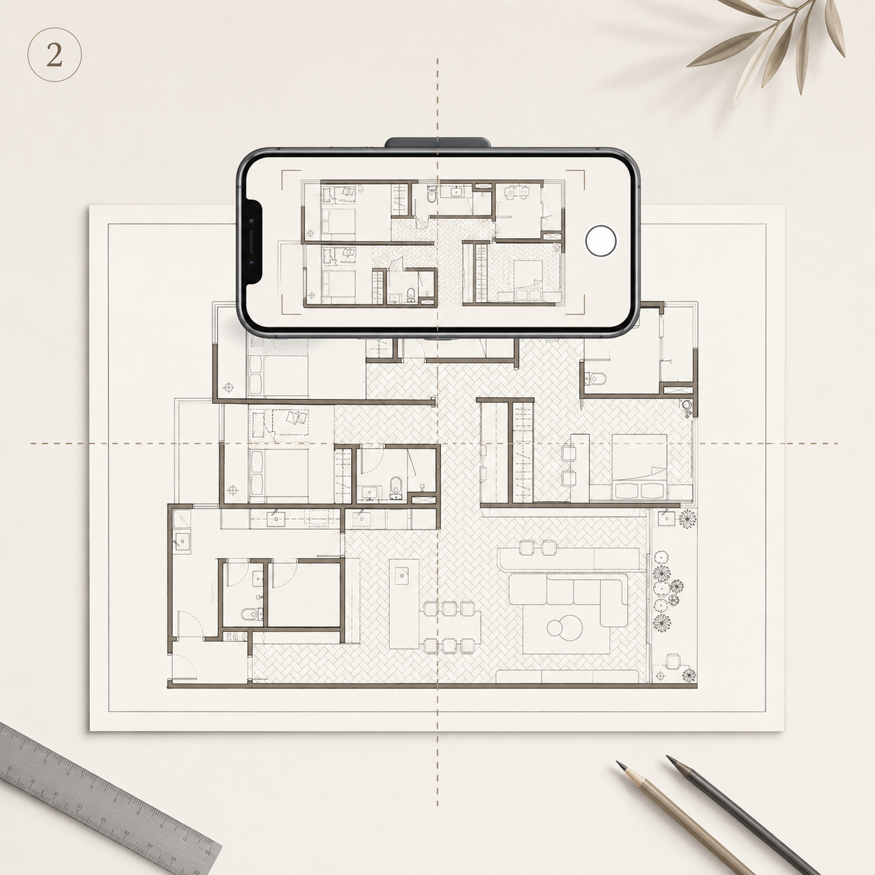Floor plan photographed with a phone